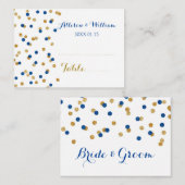 Table Confetti Bleu foncé Or Placer Cartes de régl (Devant / Derrière)