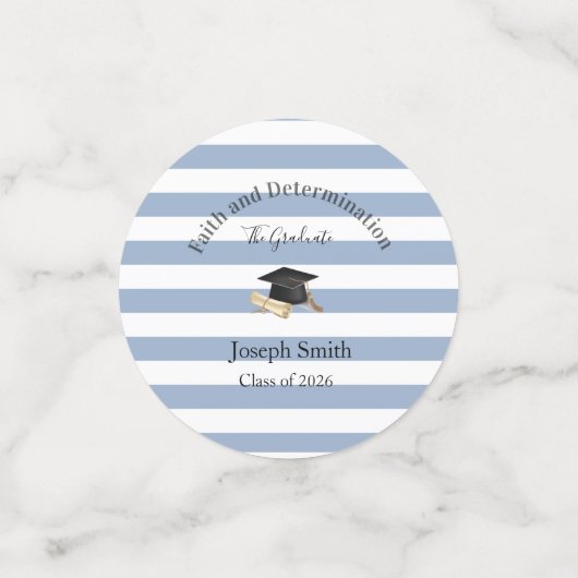Table Confetti Blue Stripe Graduation Class 2026 (Petit recto)