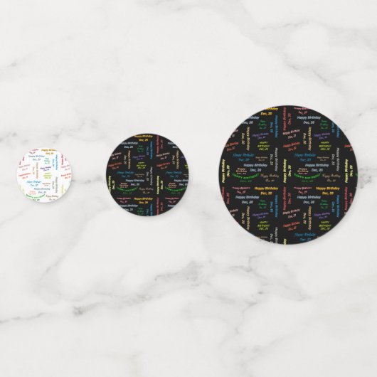 Table Confetti Décembre, 20 Anniversaire (Devant)