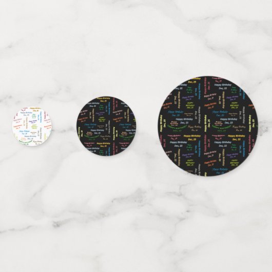 Table Confetti Décembre, 25 Anniversaire (Devant)