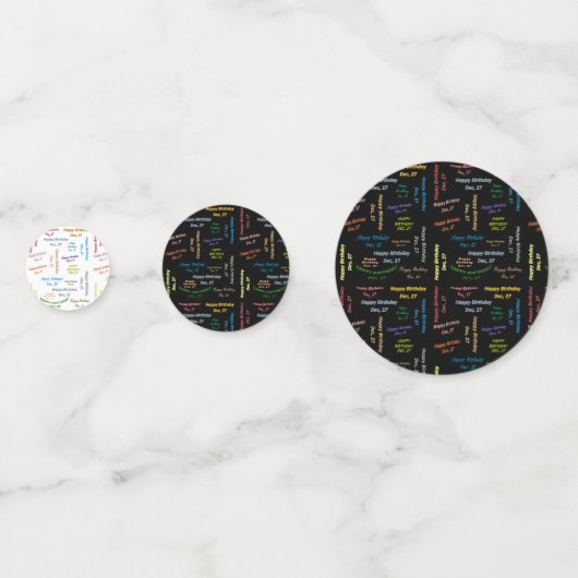 Table Confetti Décembre, 27 Anniversaire (Devant)