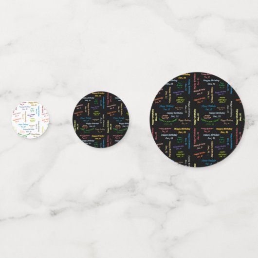 Table Confetti Décembre, 31 Anniversaire (Devant)