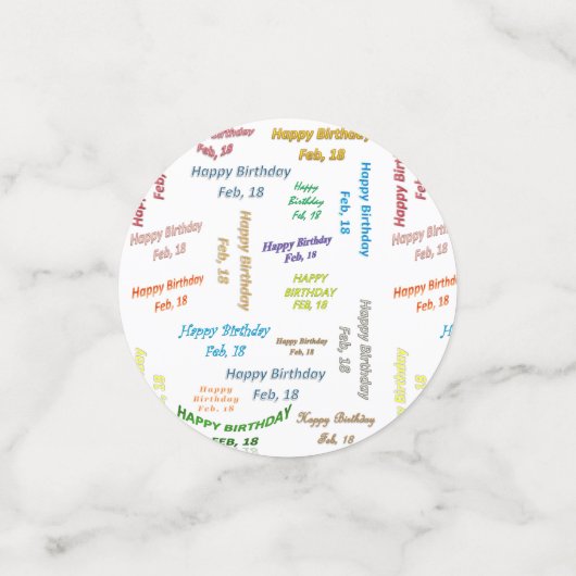 Table Confetti Février, 18 Anniversaire (Petit recto)