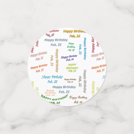 Table Confetti Février, 22 Anniversaire (Petit recto)