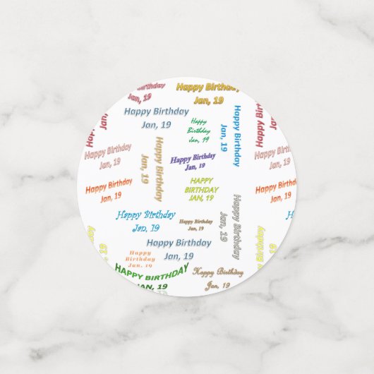 Table Confetti Janvier, 19 Anniversaire (Petit recto)