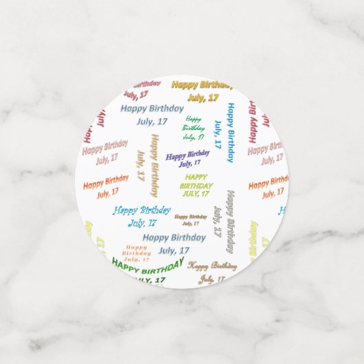 Table Confetti Juillet, 17 Anniversaire (Petit recto)