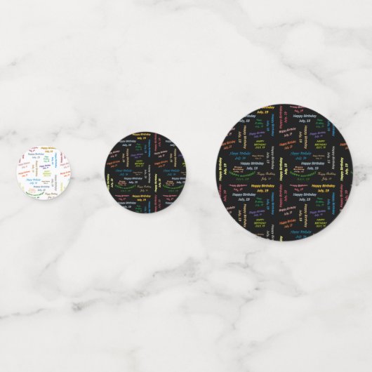 Table Confetti Juillet, 19 Anniversaire (Devant)