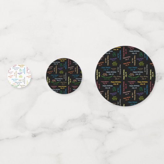 Table Confetti Juillet, 20 Anniversaire (Devant)