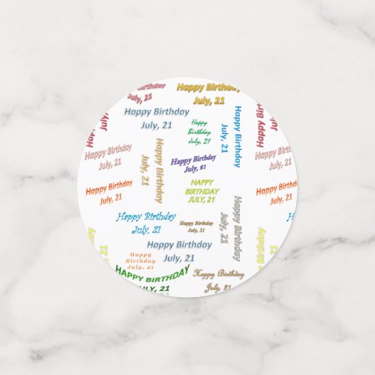 Table Confetti Juillet, 21 Anniversaire (Petit recto)