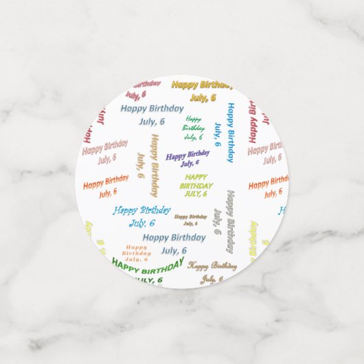 Table Confetti Juillet, 6 Anniversaire (Petit recto)