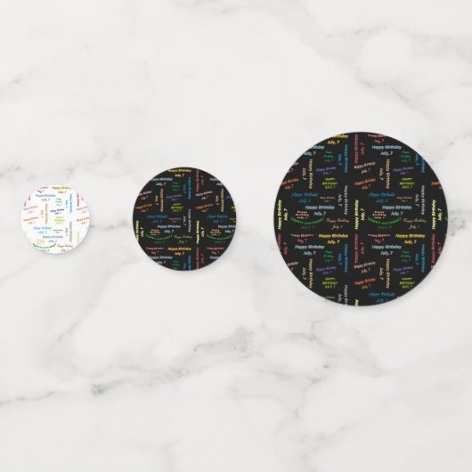 Table Confetti Juillet, 7 Anniversaire (Devant)