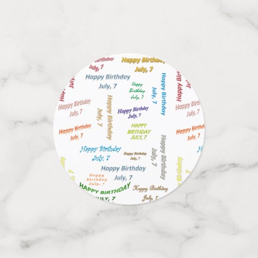 Table Confetti Juillet, 7 Anniversaire (Petit recto)
