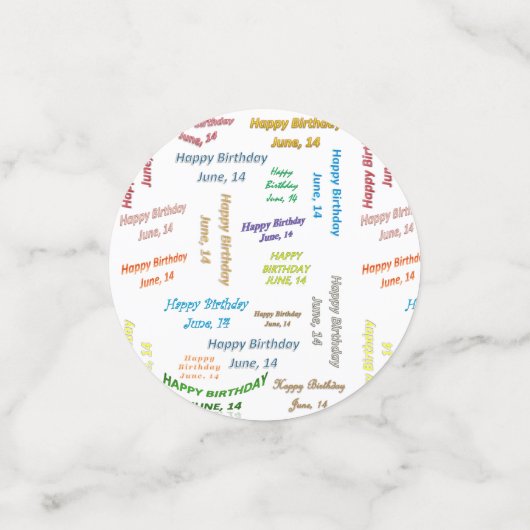 Table Confetti Juin, 14 Anniversaire (Petit recto)