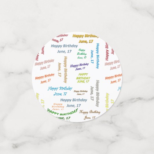 Table Confetti Juin, 17 Anniversaire (Petit recto)