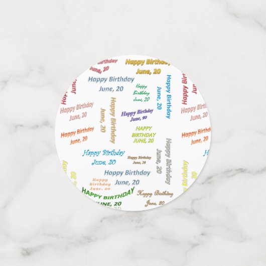 Table Confetti Juin, 20 Anniversaire (Petit recto)