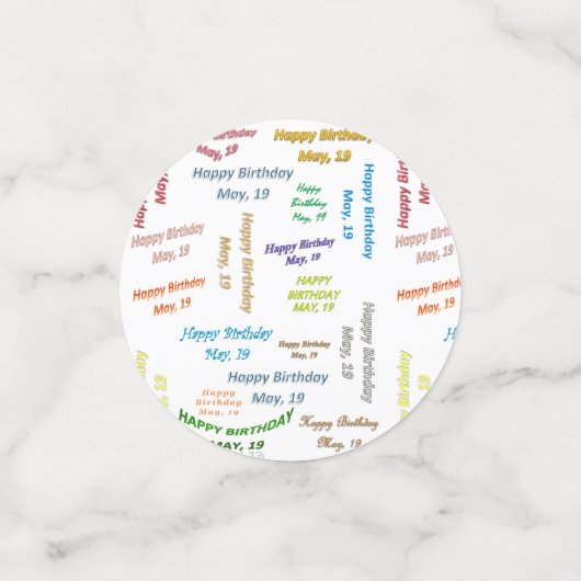 Table Confetti Mai, 19 Anniversaire (Petit recto)