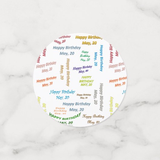 Table Confetti Mai, 20 Anniversaire (Petit recto)