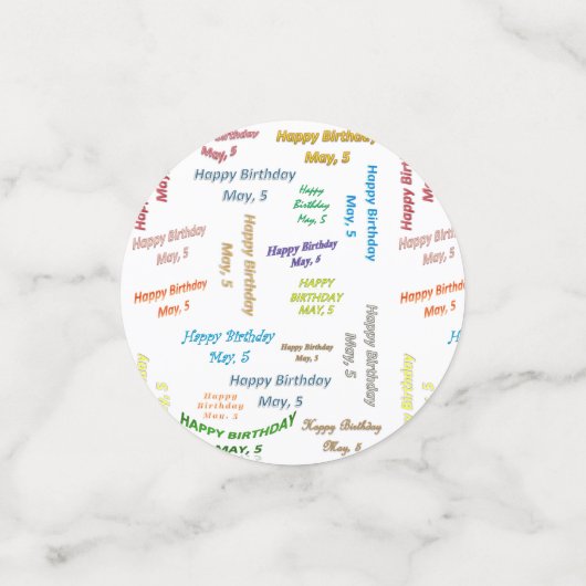 Table Confetti Mai, 5 Anniversaire (Petit recto)