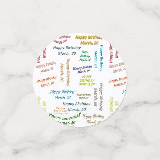 Table Confetti Mars, 20 Anniversaire (Petit recto)