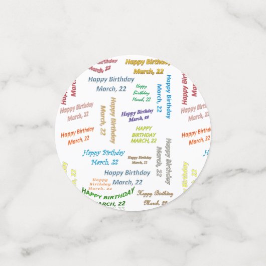 Table Confetti Mars, 22 Anniversaire (Petit recto)