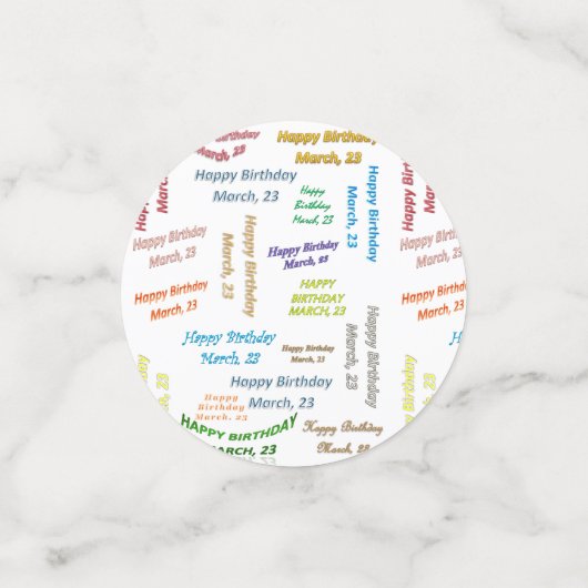 Table Confetti Mars, 23 Anniversaire (Petit recto)