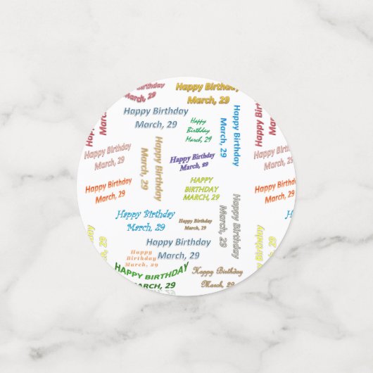 Table Confetti Mars, 29 Anniversaire (Petit recto)