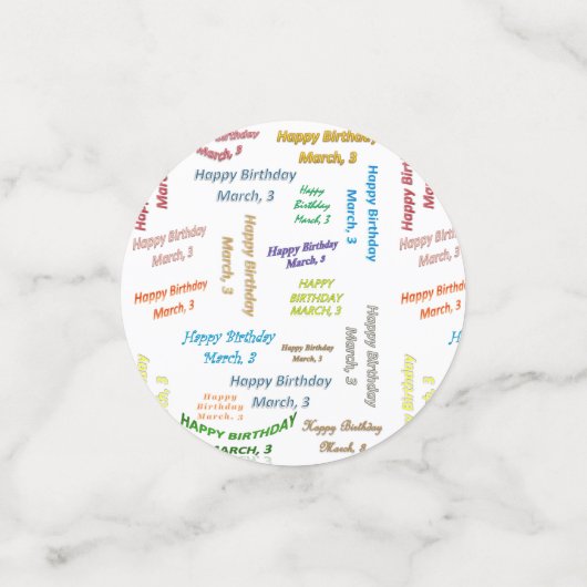 Table Confetti Mars, 3 Anniversaire (Petit recto)