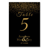 Table Confetti noir et or élégant - Numéro de tableau (Dos)