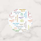 Table Confetti Novembre, 18 Anniversaire (Petit recto)