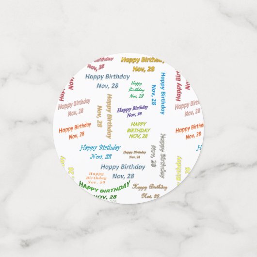 Table Confetti Novembre, 28 Anniversaire (Petit recto)