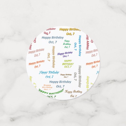 Table Confetti Octobre, 7 Anniversaire (Petit recto)