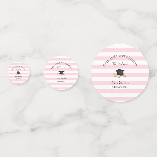 Table Confetti Pink Stripe Graduation Class 2026 (Derrière)