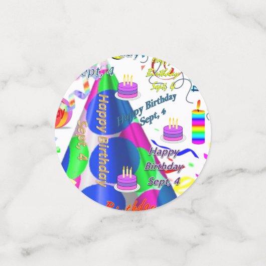 Table Confetti Septembre, 4 Anniversaire (Petit recto)