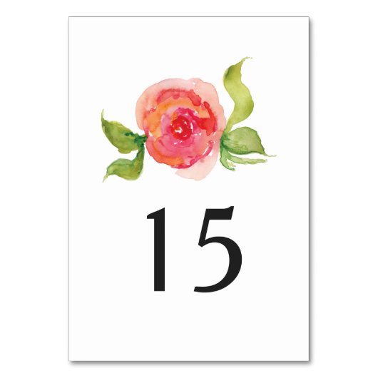 Table corail rose aquarelle fleuri mariage numéro de tab (Par défaut)
