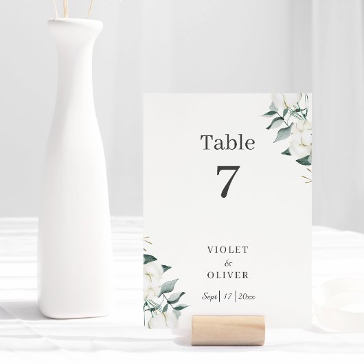 Table Coton d'Eucalyptus | Blanc moderne v2 Numéro de ta