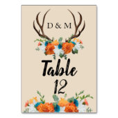Table Country Rustic Floral Antlers Numéro de tableau (Dos)