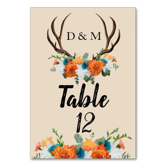Table Country Rustic Floral Antlers Numéro de tableau (Par défaut)