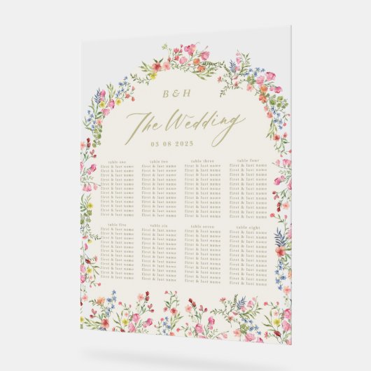 table d'accueil de mariage à ressort fleuri (Angle)