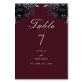 Table Dark Gothic Floral Bourgogne Mariage Numéro de tab (Dos)