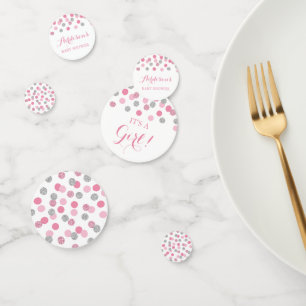 Table de Baby shower rose et argent Confetti