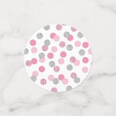 Table de Baby shower rose et argent Confetti (Petit recto)