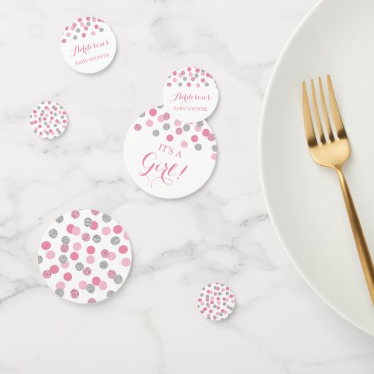 Table de Baby shower rose et argent Confetti (Groupe)