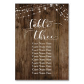 Table de bois et lumières trois avec carte de nom  (Dos)