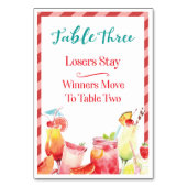 Table de boisson d'été Carte de table trois Bunco (Dos)