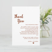 Table de devis mariage Terracotta carte de remerci (Debout devant)