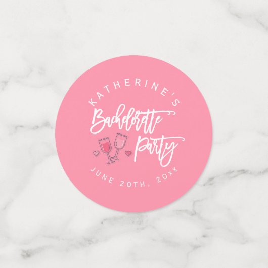 Table de fête de Bachelorette rose Confetti (Petit recto)