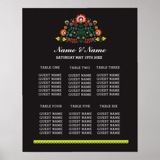 Table de fiesta Mariage Jour Poster Plan de siège (Devant)