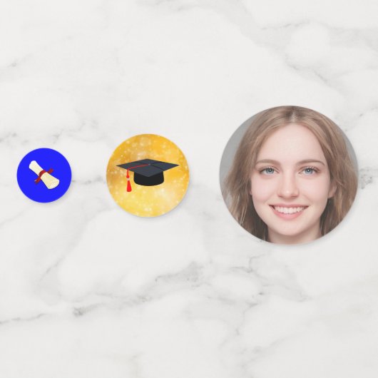 Table de graduation photo modifiable Confetti (Derrière)