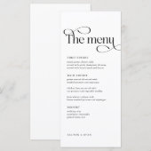 Table de mariage classique élégant Cartes de menu (Devant / Derrière)