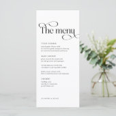 Table de mariage classique élégant Cartes de menu (Debout devant)
